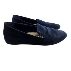 Birdies Starling Flats Womens 5.5 Blue Suede Loafers Slip On Comfort Preppy